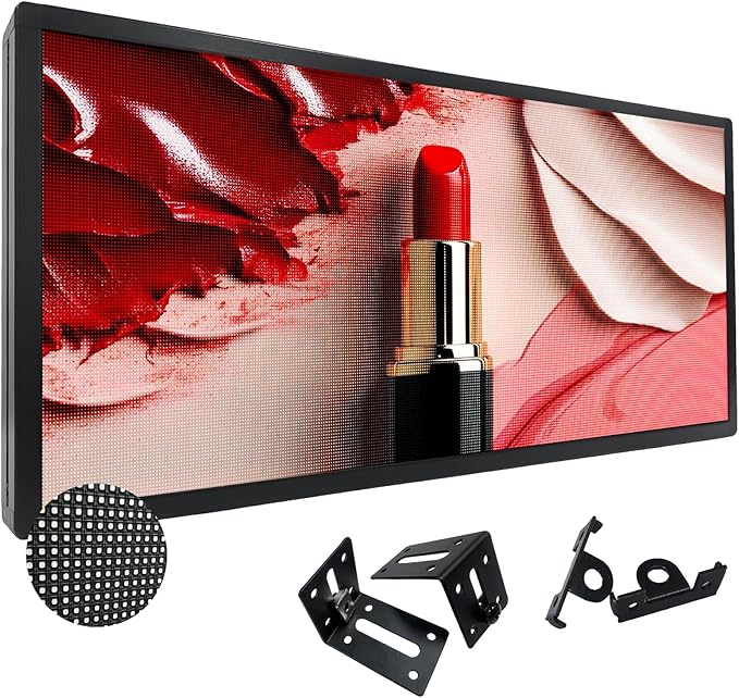 P3 Full Color LED Scrolling Programmable Sign Brightness Adjustable, IP65 Outdoor Digital Message Board, WiFi + USB Control Led Message Signs for Restaurant to Display Text/Images/Video 40''x17''