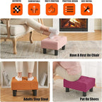 BRIAN & DANY Small Foot Stool, Linen Foot Stools with Legs, Stable Small Footstool for Living Room, Dragon Fruit Red