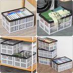 42 L Plastic Stackable Collapsible Storage Crate, 4-Pack Stacking Folding Storage Basket, Utility Crate Basket Containers