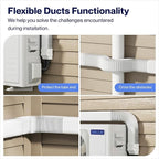 DELLA 4" 13 Ft Mini Split Line Set Cover with Flexible Duct, Decorative PVC Lineset Cover Kit, Paintable for Air Conditioner, Central AC, HAVC & Heat Pumps Systems Tubing Cover, White