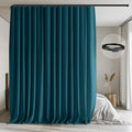 Room Divider Curtains with Flexible Ceiling Tracks Set,Blackout Curtain Ceiling Mount Curtain Track Privacy Room Dividers Ceiling Track Curtain Rod(Azure Blue Drape & Black rail W 8.3 × H 7 FT)