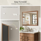 40x36 Inch Bathroom Mirror for Wall, Anti-Rust Walnut Wood Grain Metal Framed Bathroom Mirrors for Over Sink,Rectangler Mirrors for Bathroom Vanity, Farmhouse, Bedroom, Living Room, Entryway Decor