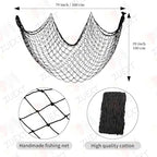 ZUEXT Decorative Fishing Net 80x40 Inch, Large Black Picture Fish Net, Wall Photo Hanging Fishnet for Nautical Mermaid Pirate Ocean Themed Hawaii Beach Under The Sea Party Decorations