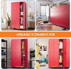 Aobabo Metal Locker for Employees, 6 Doors Metal Locker Cabinet with Lock, Industrial Storage with 18 Hooks, Storage for Home, Office, Gym, Assembly Required, Red