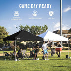 CROWN SHADES 8x8 Pop Up Canopy, Patented Center Lock One Push Instant Popup Outdoor Canopy Tent, Newly Designed Storage Bag, 8 Stakes, 4 Ropes, Silver-Coated Black