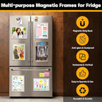 10Packs Magnetic Frames for Refrigerator & Metal Surfaces - 8.5x11 Magnetic Sign Holder - File/Paper/Document Holder with Photo/Picture/Poster Frame for Commercial/Home Use (Silver)