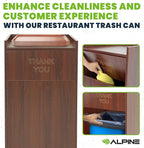 Alpine Restaurant Trash Can Cabinet - Commercial Trash Can 40 Gallon, Garbage Receptacle Indoor with Tray Holder for Restaurants, Cafeterias (Mahogany)