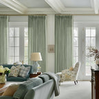 Sage Green Linen Curtains 102 Inches Long 2 Panels for Living Room Modern Thick Linen Flax Pinch Pleated Memory Trained Light Filtering Ceiling Semi Sheer 102 Inch Curtain with Hook Rings Back Tab