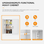 INTERGREAT Metal Garage Storage Cabinet, 36" Lockable Storage Cabinet with 2 Doors and 2 Adjustable Shelves, Steel White File Cabinet Great for Home Office, Garage, Warehouse, Study Room