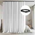 Room Divider Curtains with Flexible Ceiling Tracks Set,Blackout Curtain Ceiling Mount Curtain Track Privacy Room Dividers Ceiling Track Curtain Rod(White Drape & Black Rail W 15 × H 8 FT)