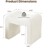 Small Footstool Ottoman Vanity Stool Chair Seating Backless Modern Foot Rest Teddy Velvet Ottoman for Makeup Room Living Room Bedroom Entryway,White (Single 1)