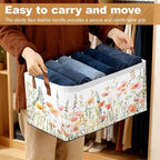 32L Large Storage Bins with Handles, Basket Organizer for Shelves, Closet, Books, Laundry & Home Decor (Flower Cluster)