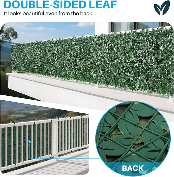 Patio Paradise 58"x117"-1Pc Faux Ivy Fence Privacy Screen Artificial Greenery Wall Backdrop,Fake Grass Wall Panels for Outside Apartment Balcony,Vine Leaf Decor for Outdoor Patio Chain Link
