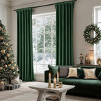 MIULEE Christmas Velvet Curtains 84 Inches Long 2 Panels Set for Bedroom, Pinch Pleat Back Tab Luxury Thermal Insulated Living Room Darkening Pleated Blackout Window Drapes with Hooks, Emerald Green