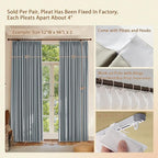 Textured Linen Double Pleats 100% Blackout Curtains for Bedroom/Living Room Blackout Curtains 108 Inches Long, Energy Saving Window Treatment Curtains,52Wx108Lx2,Grey Blue