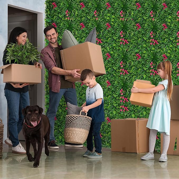 Boxwood Roll Panels, Grass Wall 20"x20"(8PCS), Grass Backdrop, Privacy Screen, Sun Protected Green Wall Decor for Outdoor, Indoor, Garden, Backyard and Décor