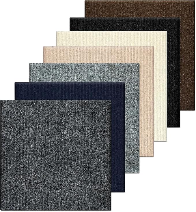 Carpet Tiles Peel and Stick, Self Adhesive Carpet Floor Tile 24" x 24", Khaki Soft Padded Flooring Sticker, Home Decor for Bedroom Living Room Office, 10 Tiles per Box