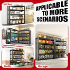 78" H Garage Shelving, Metal Storage Shelves, 3000LBS Heavy Duty Shelving, Adjustable 5 Tier Storage Rack, Industrial Utility Shelf for Garage, Warehouse, Kitchen,18" D×47.5" W×78" H, Black