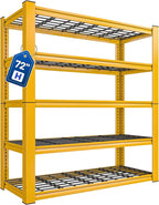 REIBII 72''H Garage Shelving 3010 LBS Storage Shelves Adjustable Metal Shelving 5 Tier Metal Shelves for Storage Industrial Shelf for Kitchen Pantry Warehouse Basement 72" H X 35.5" W X 16" D