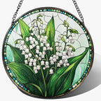 8-Inch Stained Glass Ornament, Stained Glass Window Hanging, Lily of Valley Flower Ornament, Window Hanging Decor Suncatcher | Mother's Day, Christmas, Birthday, Gifts for Mom & Flower Lovers