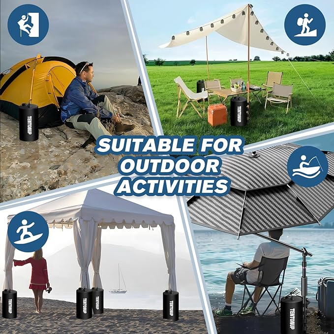 Canopy Water Weight Bags, 220 LBS Heavy Duty Canopy Weights Set of 4, Tent Water Weights for Pop Up Canopy, Gazebo, Carport, Outdoor Event, Black