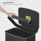 EKO Hudson Matte Stainless Steel 75 Liter/20 Gallon Large Kitchen Trash Can, Tall Step Garbage Can with Rear Bag Storage Compartment (Matte Black)