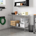 Seville Classics Commercial Work Table Island Utility Cart Prep Station, for Restaurant, Kitchen, Warehouse, Garage, Hotel, Home, Stainless-Steel Top NSF , 49" W x 24" D