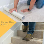 PAD 'N PROTECT Heavy Duty Temporary Carpet Protection Film 24in x 200ft. Easy Unwind, Durable, Strong with Self Adhesive Backing, 3 Mil, Clear, Reverse Wound [Made in USA] (24" x 200' - 3 mil)