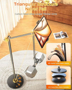 DIMONCOAT [Height-Adjustable & 360° Rotation Tablet Floor Stand Stable Base, Aluminum Alloy iPad Stand Floor Holder for iPad Mini Air Pro 12.9/9.7, Monitor, Kindle, iPhone 16, Cell Phones (4.7"-15.6")