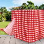 HolidayIdeas 2 Pack Checkered Fitted Table Clothes - 48 x 24 Inch - Rectangle Tablecloths for 4 Foot Tables, Buffalo Plaid Table Covers for Party, Picnic, Trade Show (Red and White)