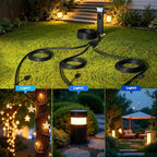 Black 25FT Outdoor Extension Cord,Evenly Spaced 3 Outlets Plugs,16/3 SJTW Wire with Safety Cover for Outdoor String Lights, Landscaping Light, Holiday Decoration and Christmas,UL Listed