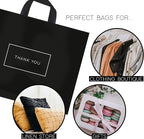 Purple Q Crafts Thank You Bags for Business Black Plastic Bags 50 Pack with Soft Loop Handle