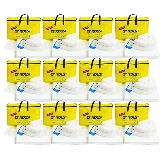 Stardust Spill Products Oil-Only Spill Kit – OSHA Compliant Solution for Vehicles, Industrial, & Restaurant Use, Emergency Response Oil Cleanup, 12-Pack