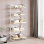 BHG Vintage Multifunctional Folding Bookshelf, No-Assembly Plant Stand Storage Rack Shelves for Home Office (White, 5-Tier)