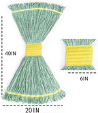 Matthew Cleaning 12Pcs 5'' Headband White&Orange&Green 24Oz Commercial String Mop Heads, Loop-End Mop Head Replacement, Heavy Duty Industrial Washable&Reusable Mop Refills for Residential& Warehouse
