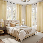 Nanspring Cream Yellow Curtains 72 Inches Long for Living Room Linen Blend Light Filtering Modern Farmhouse Semi Sheer Curtains Back Tab Privacy Neutral Curtain for Bedroom Office 52x72,2 Panels