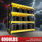 4000LBS Garage Shelving 48" W Garage Shelving Heavy Duty 4-Tier Metal Storage Shelves Adjustable Shelf Unit Storage Rack for Basement Supermarket Warehouse 48" W x 24" D x 78" H Yellow