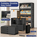 120GAL Extra Large Storage Bins with Lid, 480Qt Stackable Closet Organizers and Drawers, Collapsible Storage Bins with Wheels, Folding Containers for Home, Kitchen Office, 3Pack Black