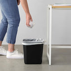 Amazon Basics Small Trash Can, Rectangular Commercial Office Wastebasket, 3 Gallon (Pack Of 6), Black