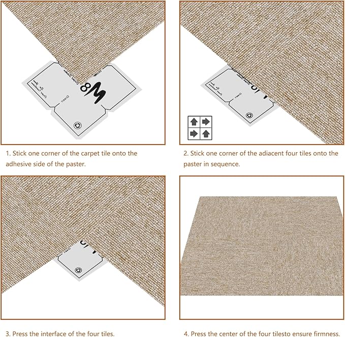 16-Pack 20"x20" Carpet Tiles, Non-Adhesive Soft Padded Floor Squares with Seamless Look for Home, Office, Indoor & Outdoor Use (43 Sq Ft) (J1)