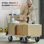 2200 lbs. Capacity Foldable Push Cart Dolly | Moving Platform Hand Truck | Heavy Duty Space Saving Collapsible | Swivel Flat Bed Wagon - Furniture Luggage Lifting