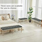 LOULENS 57.7" Linen Fabric End of Bed Bench, French Upholstered Button Tufted Bench for Bedroom End of Bed, Window Seat with Carved Wood Legs for Bedroom, Living Room, Entryway, Dark Grey