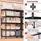 PrimeZone Wire Metal Storage Shelves - 5 Tier Adjustable NSF-Certified Heavy Duty Garage Shelving Unit Organizer Rack, Steel Utility Shelf for Kitchen, Pantry, Closet, 35.5" W x 14" D x 72" H, Black