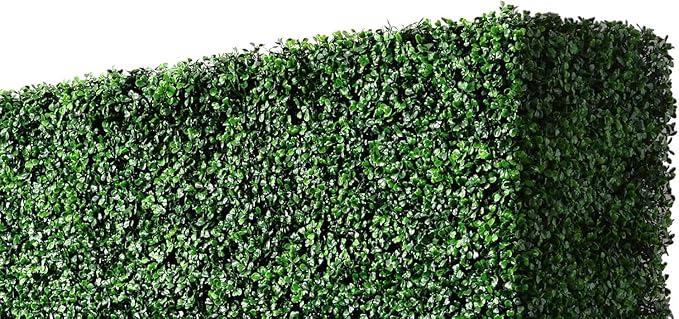 Artificial Boxwood Hedge Wall with Black Stainless Steel Base, Outdoor and Indoor Backdrop Divider Privacy Screen and Decorative Wall for Patio, Balcony, Restaurant, Various Events 48" W*12" D*48" H