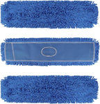 36 Inch Dust Mop Head: Replacement Medium Washable Commercial Mop Head Sweeper and Janitorial Replacement Blue (Blue - 36 Inch, 3 Pack)