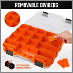 HORUSDY Small Parts Organizer, 34-Compartments Double Side parts organizer with Removable Dividers, Double Side Tools Box Screw Organizer For Nuts, Bolts, Screws, Nails, Small Hardware
