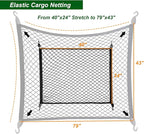 Elastic Cargo Net for SUV, Trunk Net with Hook, Car Net for Trailer, Truck Bed Netting Cover Storage,40"x 24" Stretch to 79"x43"for Universal Organizer, Luggage Cover