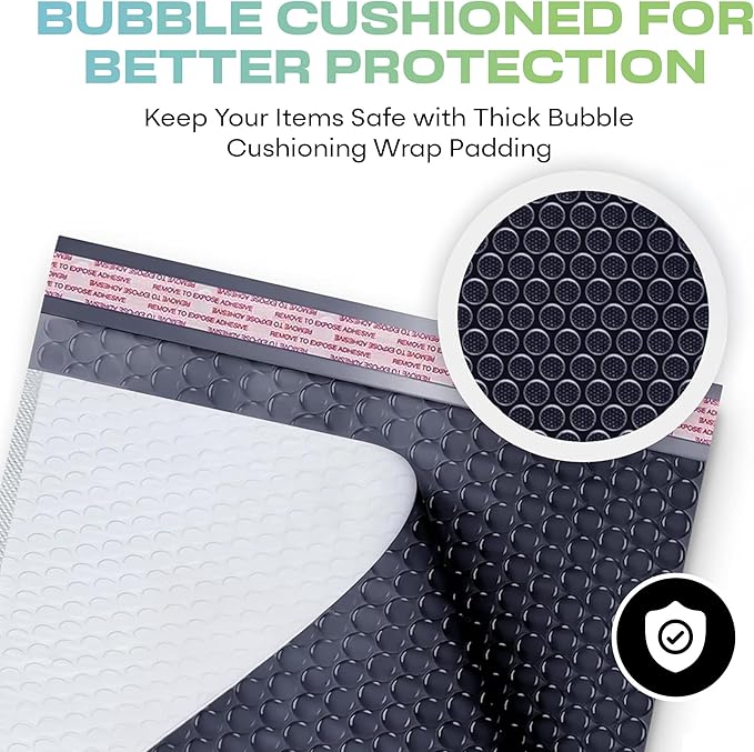 White Poly Bubble Mailers 7.25x12 inch #1 | Self Seal Padded Envelopes | Cushioned Bubble Mailer | Usable Size 7.25x11 | WaterProof | Lightweight mailing Shipping Bags | 200 Pack Bulk | Made in USA