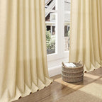 Nanspring Cream Yellow Curtains 72 Inches Long for Living Room Linen Blend Light Filtering Modern Farmhouse Semi Sheer Curtains Back Tab Privacy Neutral Curtain for Bedroom Office 52x72,2 Panels