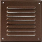 Vent Systems - 5 x 5 Inch (Inner) Brown Metal Square Soffit Air Vent Grille Cover, Register Vent Deflector Louver Built-in Mesh HVAC for Bathroom Home Office Kitchen 6.5" x 6.5" (Outer)